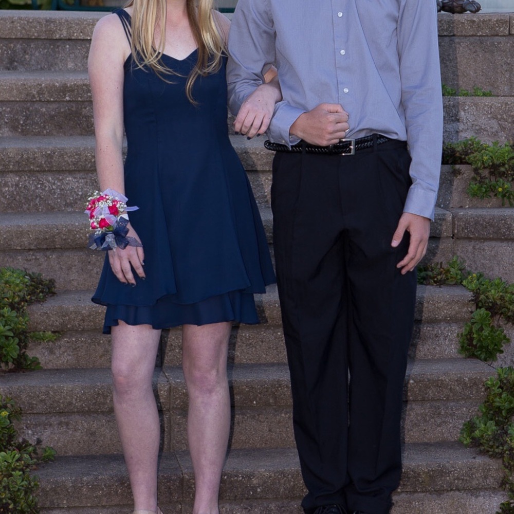 Navy fit and flare dress